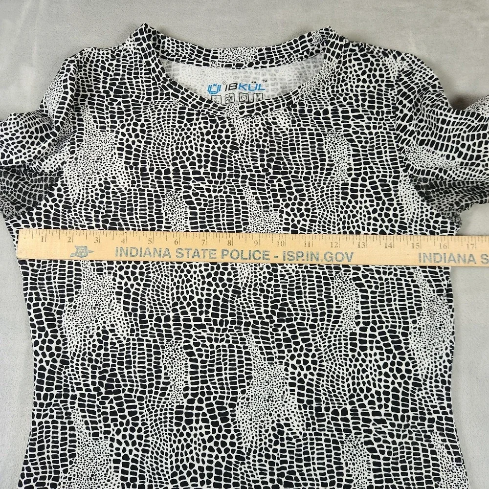 IBKUL Dress Womens XS White Black Zebra Animal Print Long Sleeve Performance UPF